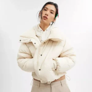 Cropped Daunenjacke aus recyceltem Polyamid mit Sherpakragen*COACH Best