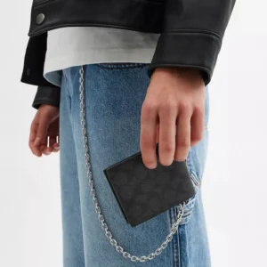 Faltportemonnaie aus Signature-Canvas mit Kette*COACH Best Sale