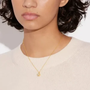 Halskette Mit Anhänger Mit Signature, Kristall Und Perlen*COACH Hot