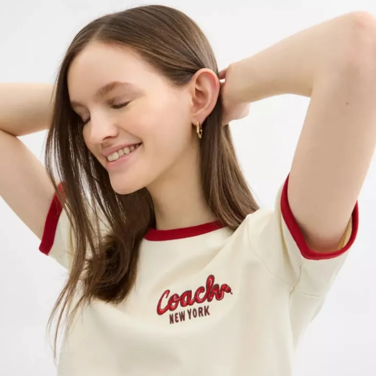 New Year Ringer-T-Shirt aus Biobaumwolle*COACH Clearance