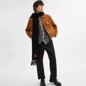 Oversize-Schal mit Lederaufnäher*COACH Best Sale