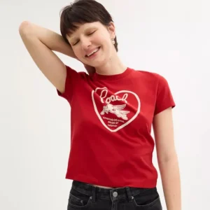 T-Shirt aus Biobaumwolle mit Herzprint aus den 90ern*COACH Hot