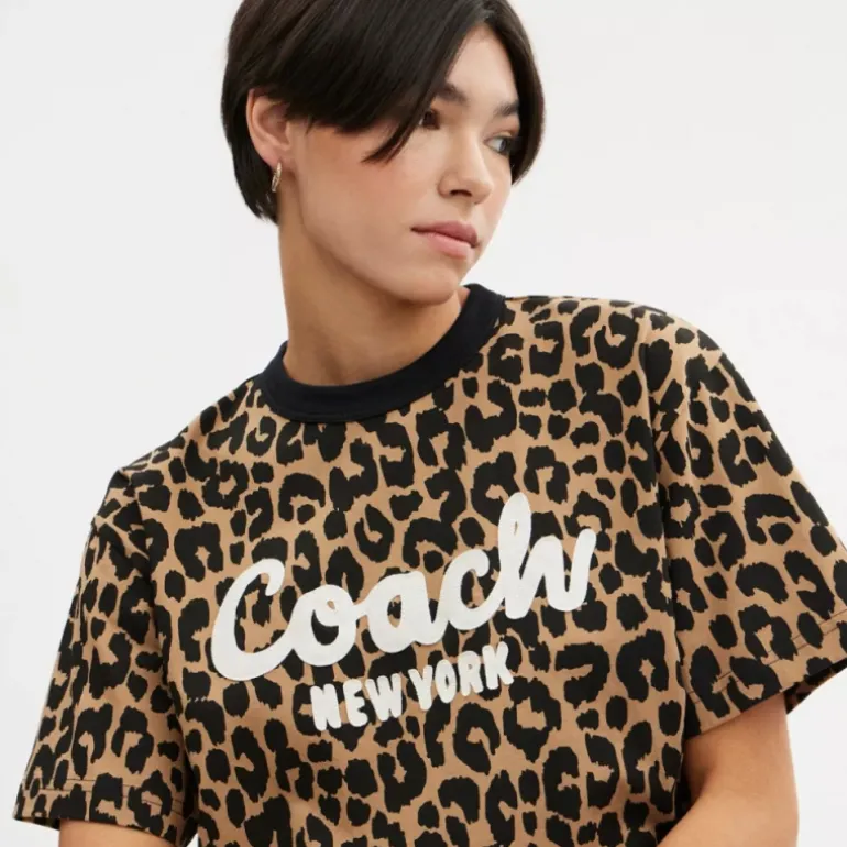 Verkürztes T Shirt Mit Kursiver Signature Und enmuster*COACH Sale